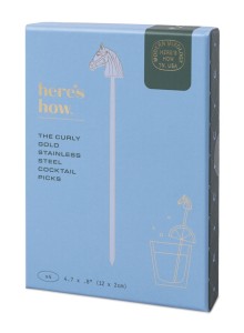 HHC216UK The Curly Equestrian Cocktail Picks - Set of 4